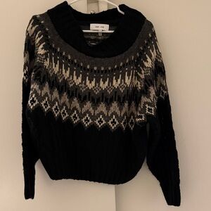 John + Jenn Black and Gray Fairisle Sweater